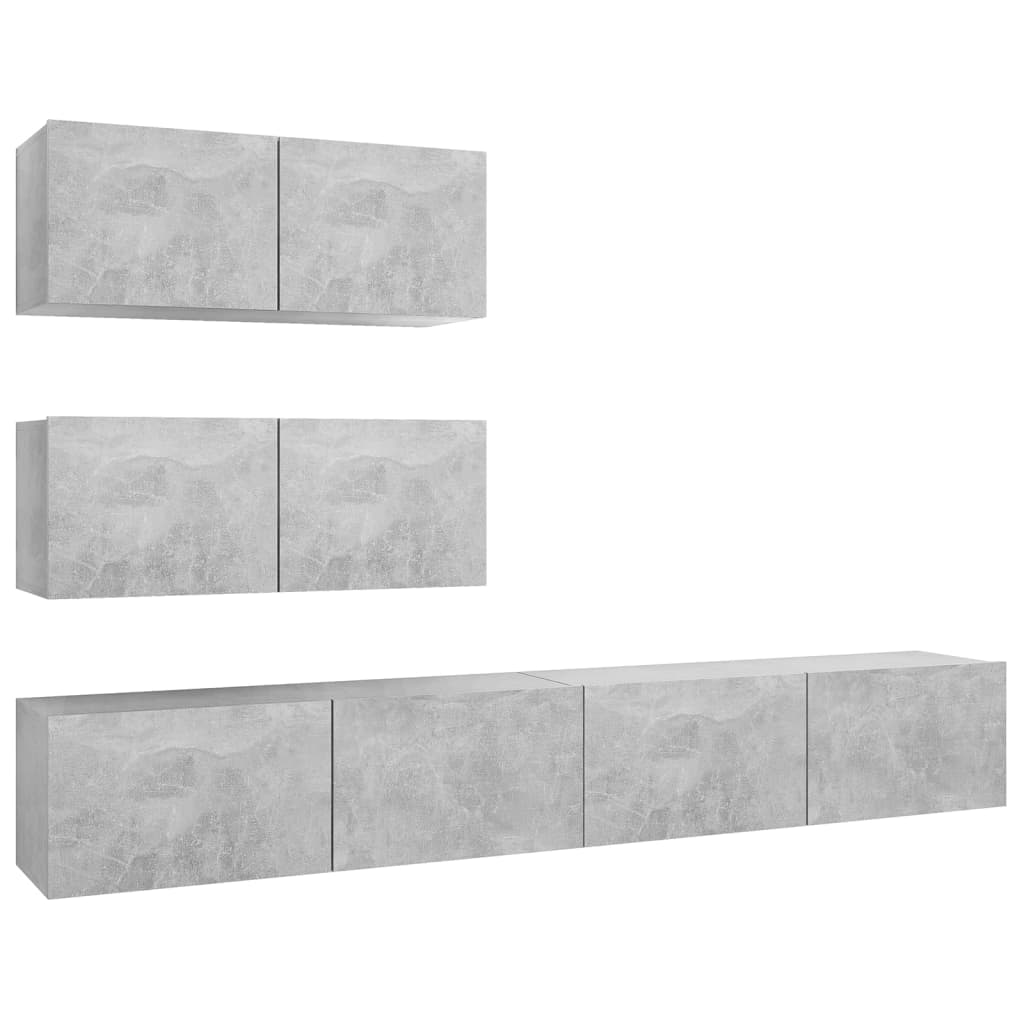 4 Piece TV Cabinet Set Concrete Grey Engineered Wood