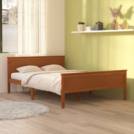 Bed Frame without Mattress Honey Brown Solid Wood Pine 140x200cm