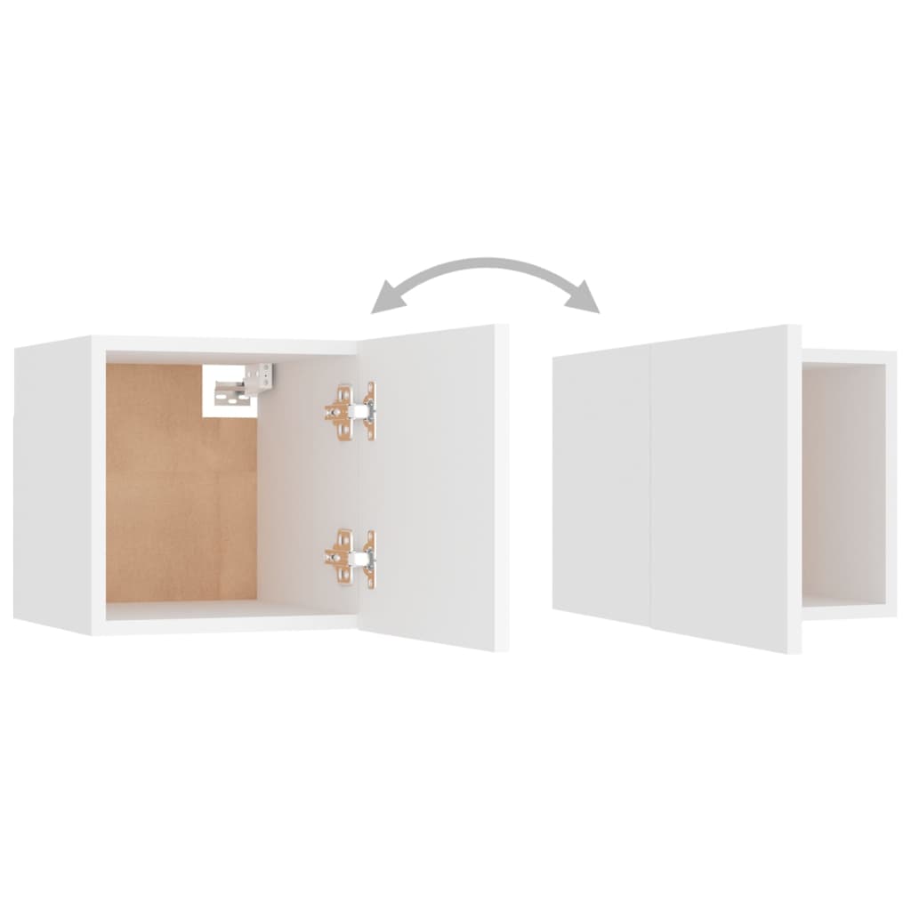 Sleek White Bedside Cabinets Set of 2, 30.5x30x30 cm, Engineered Wood