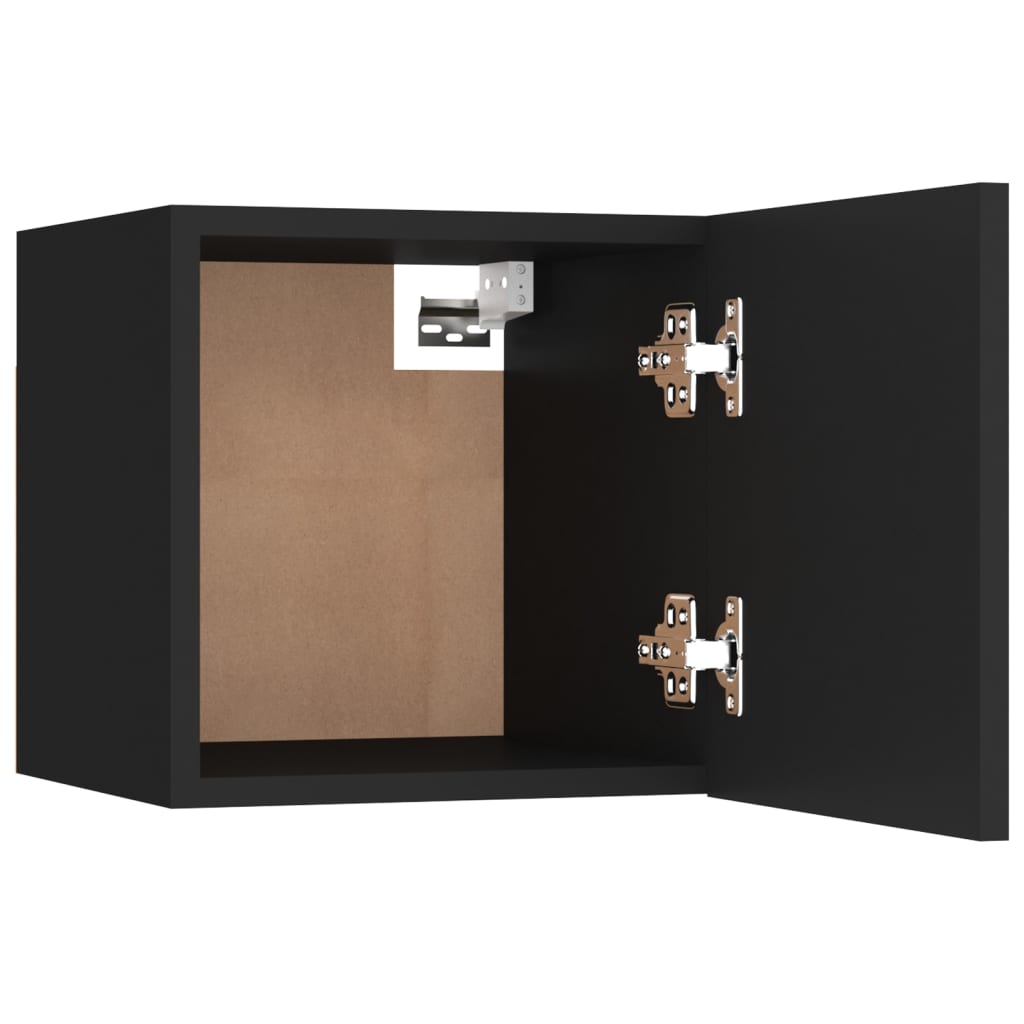 Black Engineered Wood Bedside Cabinets Set (2) - Compact & Stylish