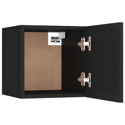 Black Engineered Wood Bedside Cabinets Set (2) - Compact & Stylish