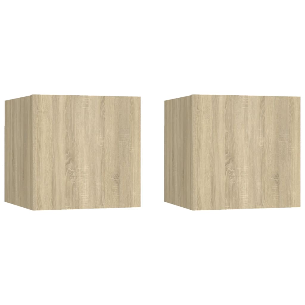 Sonoma Oak Bedside Cabinets Set of 2, 30.5x30x30cm, Engineered Wood