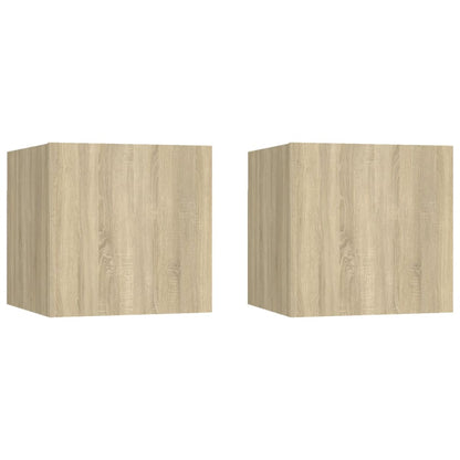 Sonoma Oak Bedside Cabinets Set of 2, 30.5x30x30cm, Engineered Wood