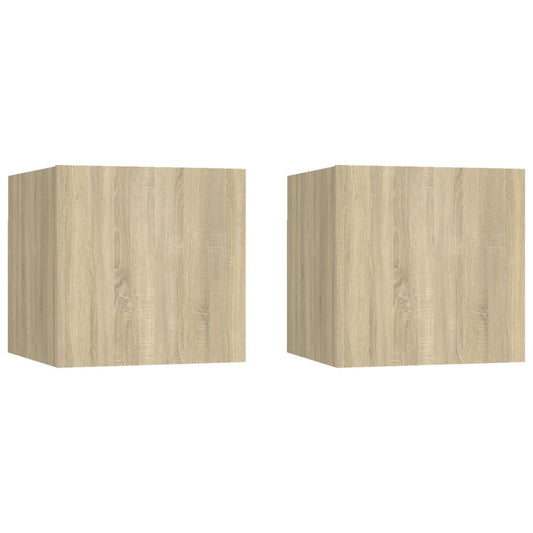 Sonoma Oak Bedside Cabinets Set of 2, 30.5x30x30cm, Engineered Wood