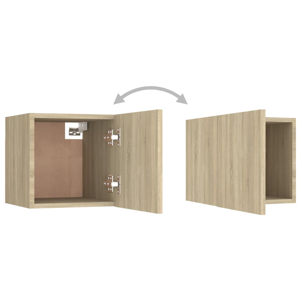 Sonoma Oak Bedside Cabinets Set of 2, 30.5x30x30cm, Engineered Wood