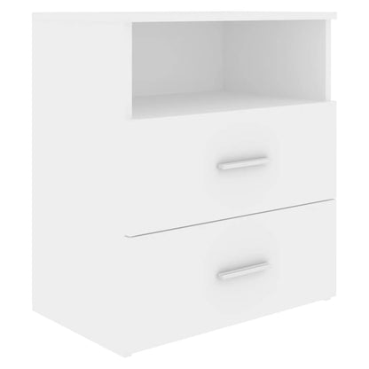 White Wooden Bedside Cabinet 50x32x60 cm - Stylish Bedroom Storage