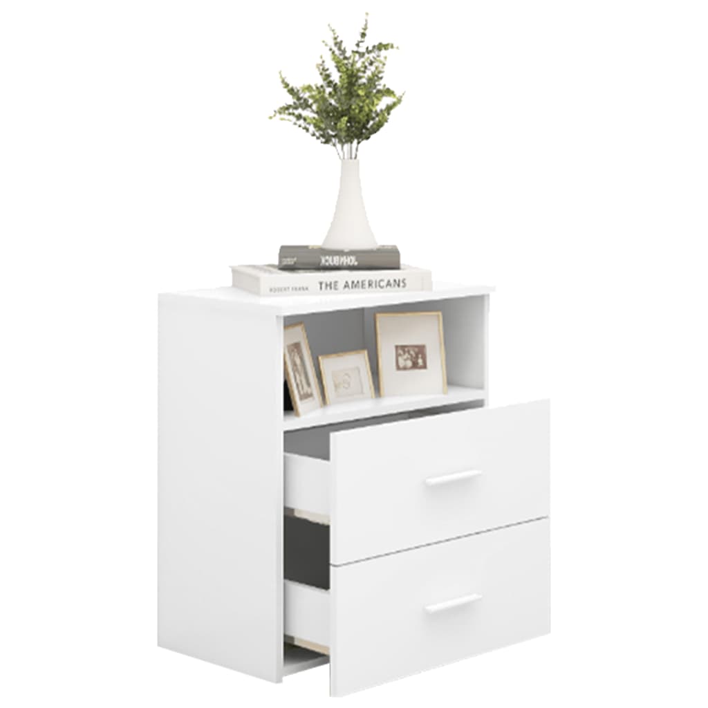 White Wooden Bedside Cabinet 50x32x60 cm - Stylish Bedroom Storage