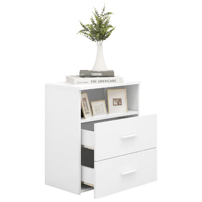 White Wooden Bedside Cabinet 50x32x60 cm - Stylish Bedroom Storage