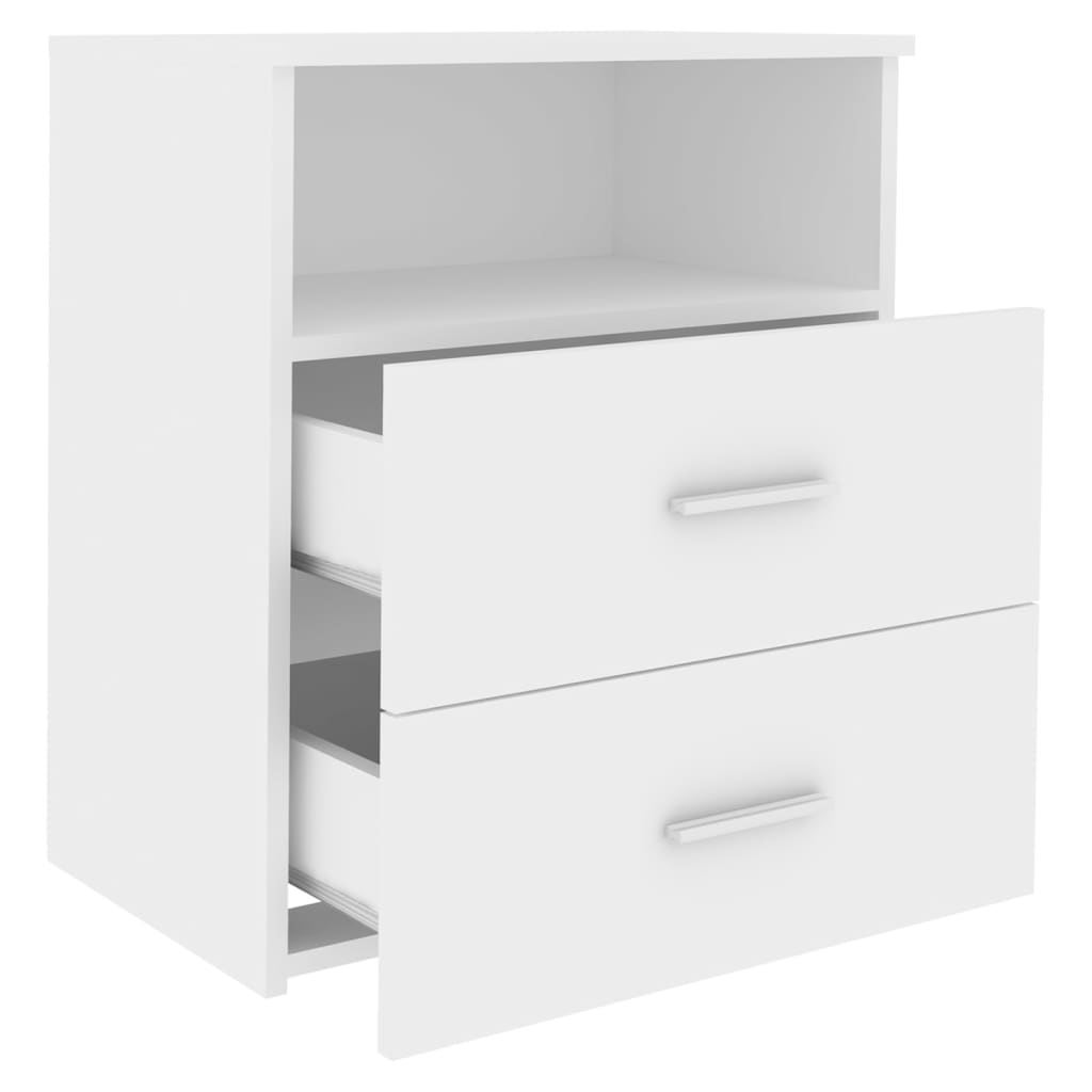 White Wooden Bedside Cabinet 50x32x60 cm - Stylish Bedroom Storage