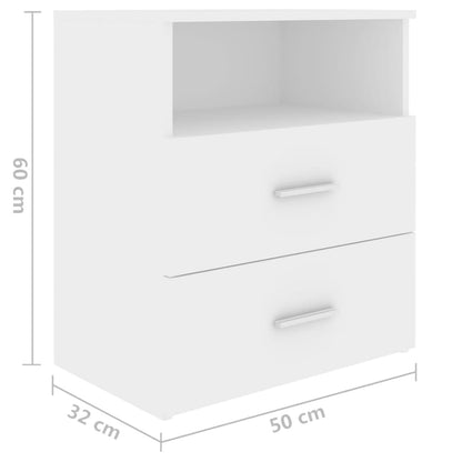 White Wooden Bedside Cabinet 50x32x60 cm - Stylish Bedroom Storage