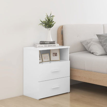 White Wooden Bedside Cabinet 50x32x60 cm - Stylish Bedroom Storage