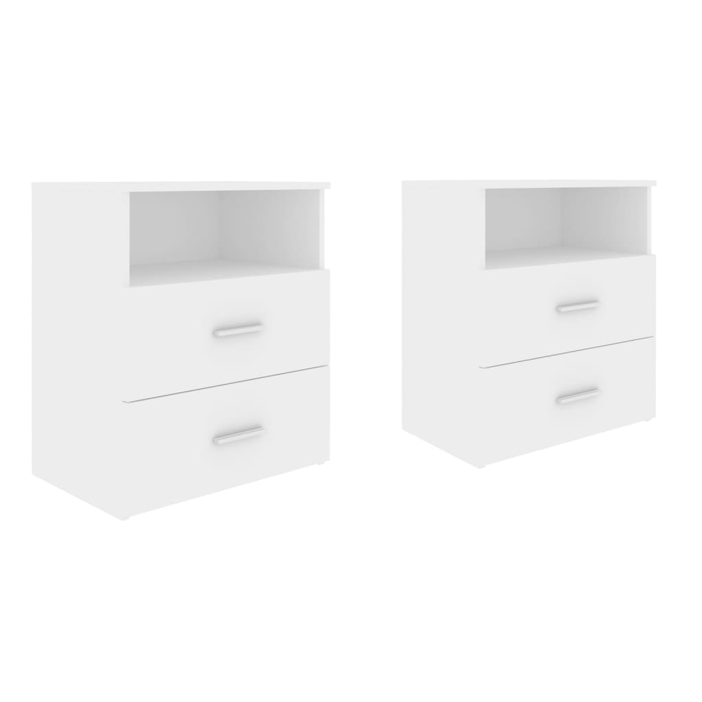 White Bed Cabinets Set of 2 - 50x32x60 cm - Stylish & Compact