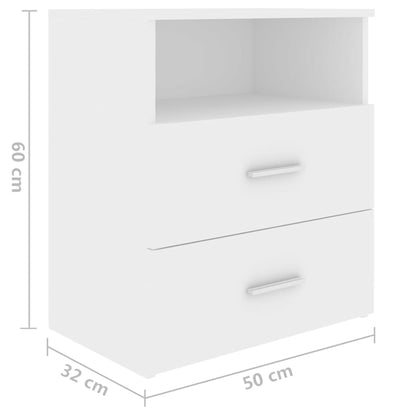 White Bed Cabinets Set of 2 - 50x32x60 cm - Stylish & Compact