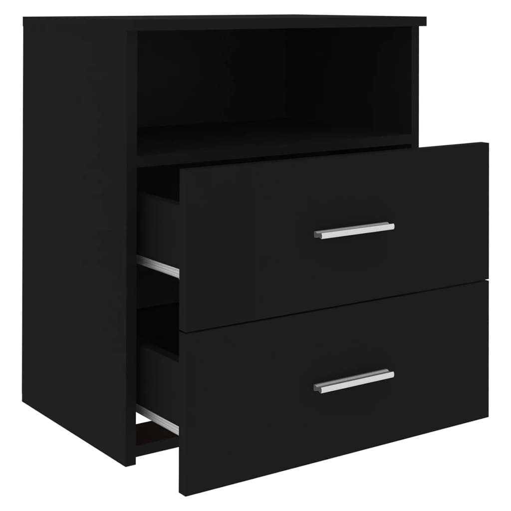 Sleek Black Bedside Cabinet 50x32x60 cm - Modern Design