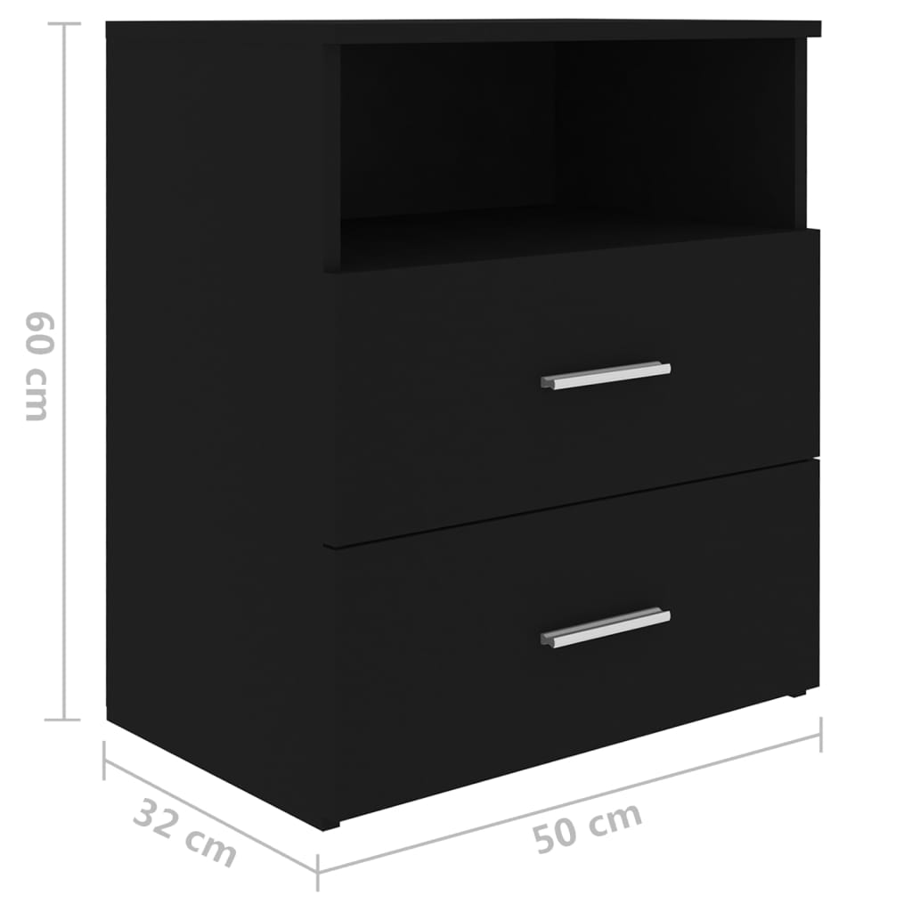Sleek Black Bedside Cabinet 50x32x60 cm - Modern Design