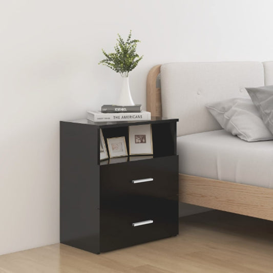 Sleek Black Bedside Cabinet 50x32x60 cm - Modern Design