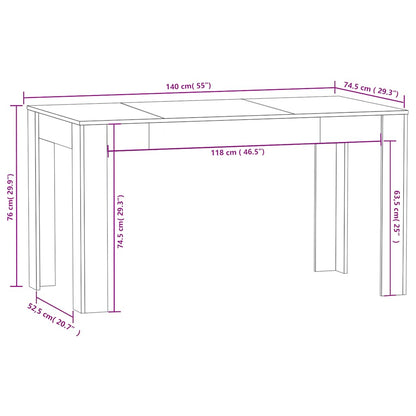 Dining Table White 140x74.5x76 cm Engineered Wood