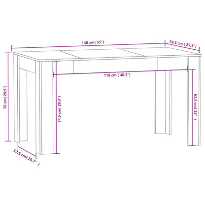 Dining Table Black 140x74.5x76 cm Engineered Wood