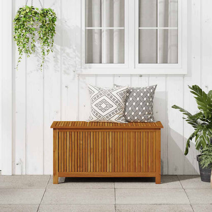 Solid Acacia Wood Garden Storage Box 113x50x58 cm Outdoor Solution
