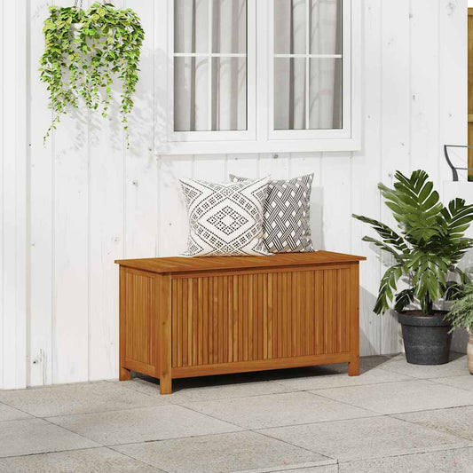 Solid Acacia Wood Garden Storage Box 113x50x58 cm Outdoor Solution