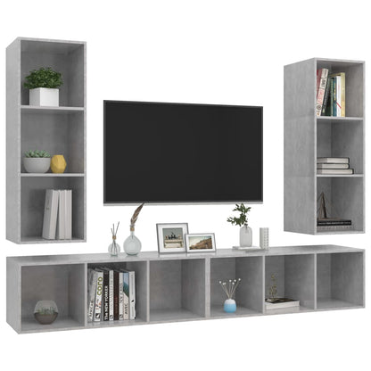 Wall-mounted TV Cabinets 4 pcs Concrete Grey Engineered Wood