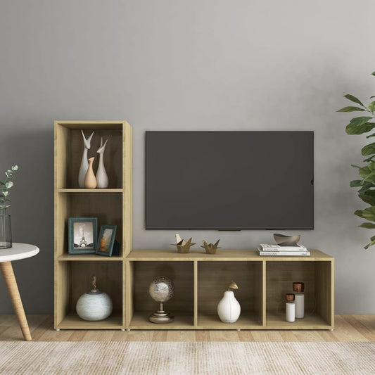TV Cabinets 2 pcs Sonoma Oak 107x35x37 cm Engineered Wood