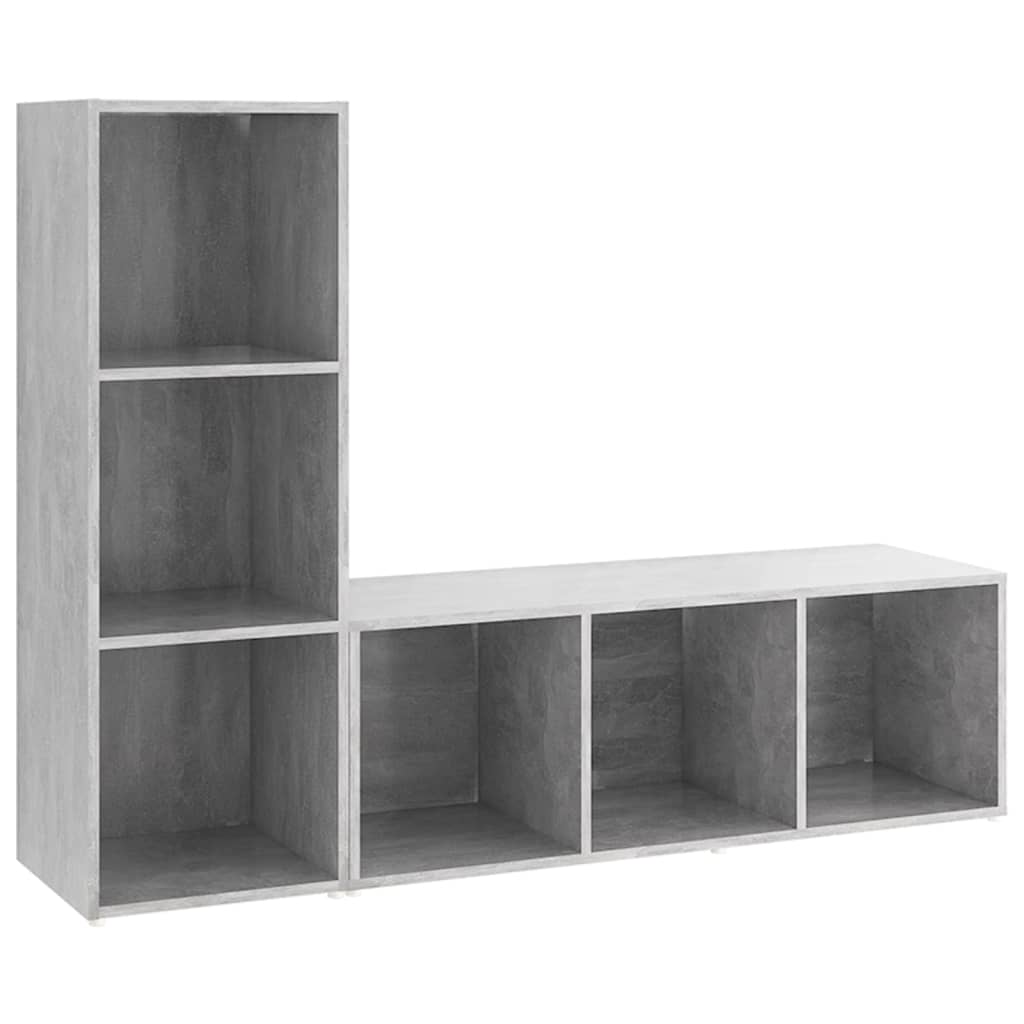 TV Cabinets 2 pcs Concrete Grey 107x35x37 cm Engineered Wood