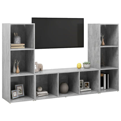 TV Cabinets 3 pcs Concrete Grey 107x35x37 cm Engineered Wood
