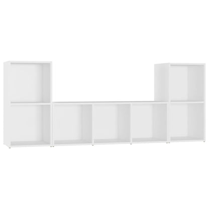 3 Piece TV Cabinet Set White Engineered Wood