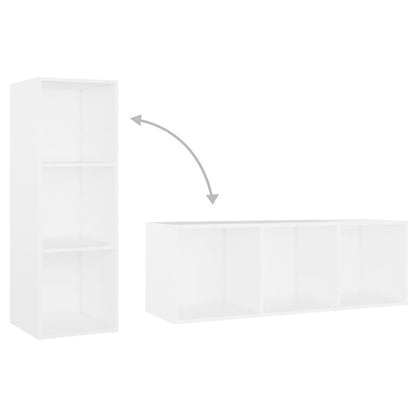 3 Piece TV Cabinet Set White Engineered Wood