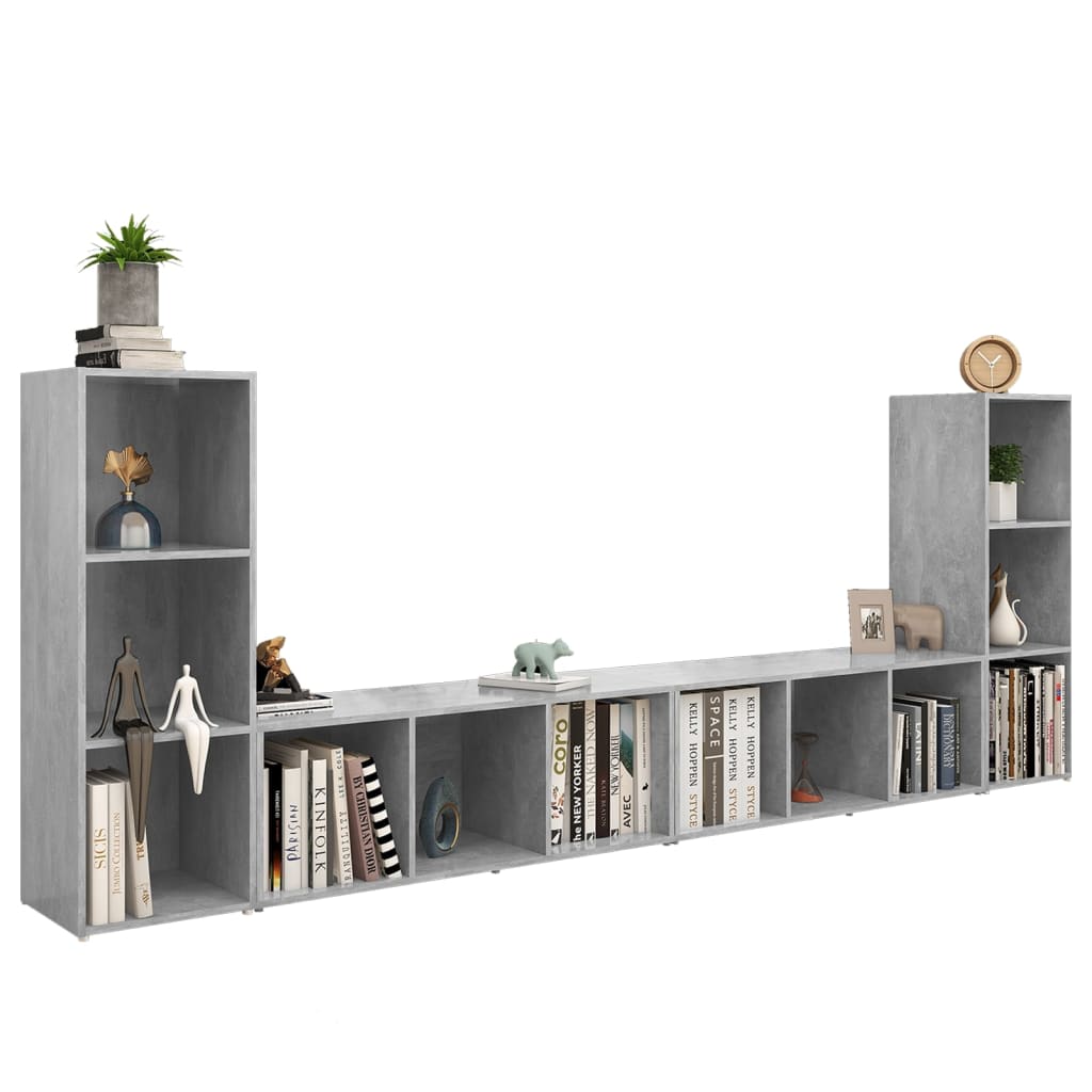 TV Cabinets 4 pcs Concrete Grey 107x35x37 cm Engineered Wood