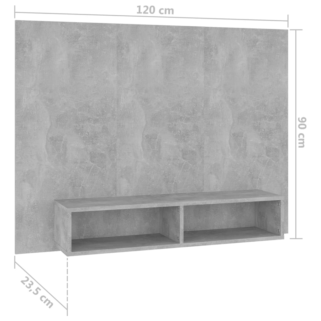 Wall TV Cabinet Concrete Grey 120x23.5x90 cm Engineered Wood