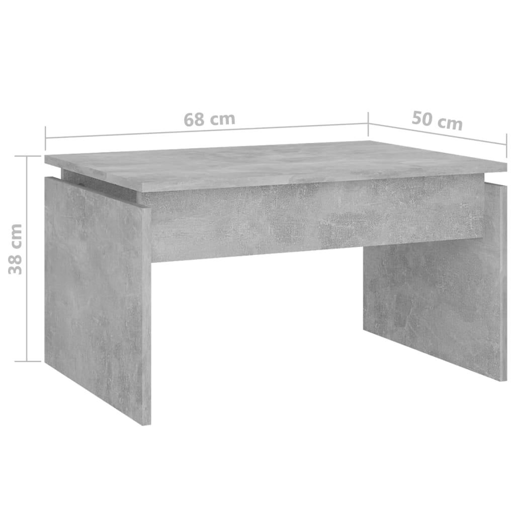 Coffee Table Concrete Grey 68x50x38 cm Engineered Wood