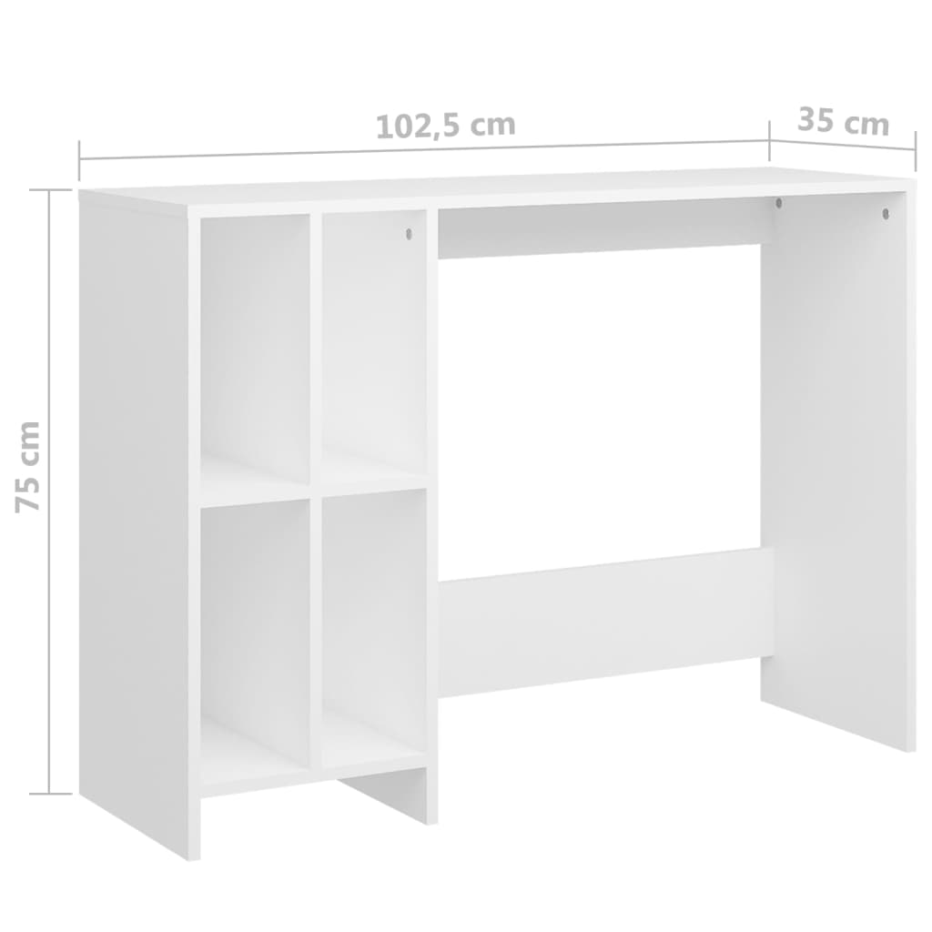 White Engineered Wood Notebook Desk 102.5x35x75 cm