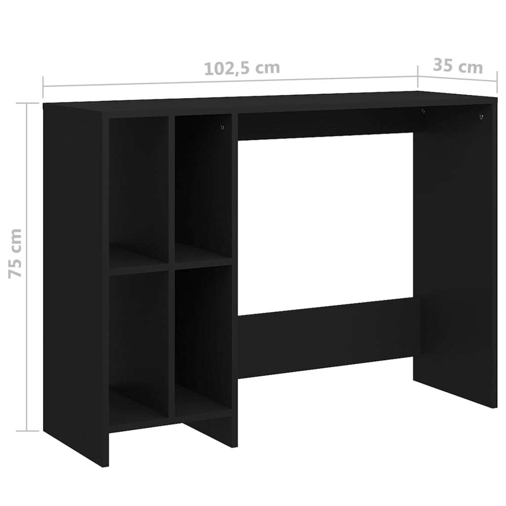 Sleek Black Engineered Wood Notebook Desk 102.5x35x75 cm