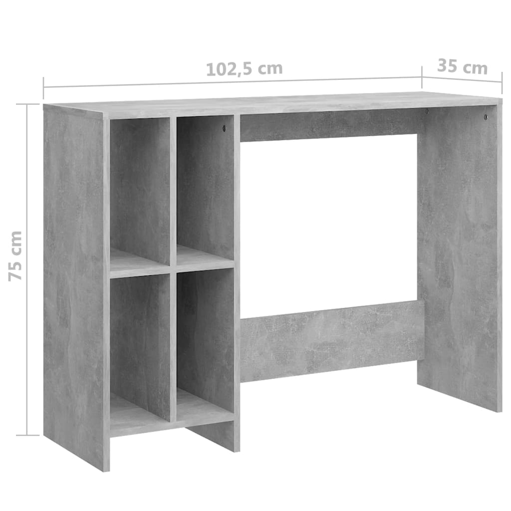 Stylish Concrete Grey Notebook Desk, 102.5x35x75 cm, Engineered Wood