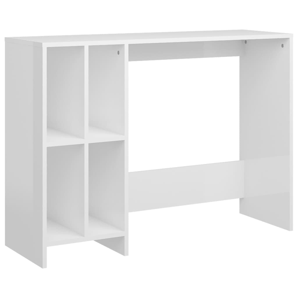 Sleek High Gloss White Desk - 102.5x35x75 cm | Engineered Wood