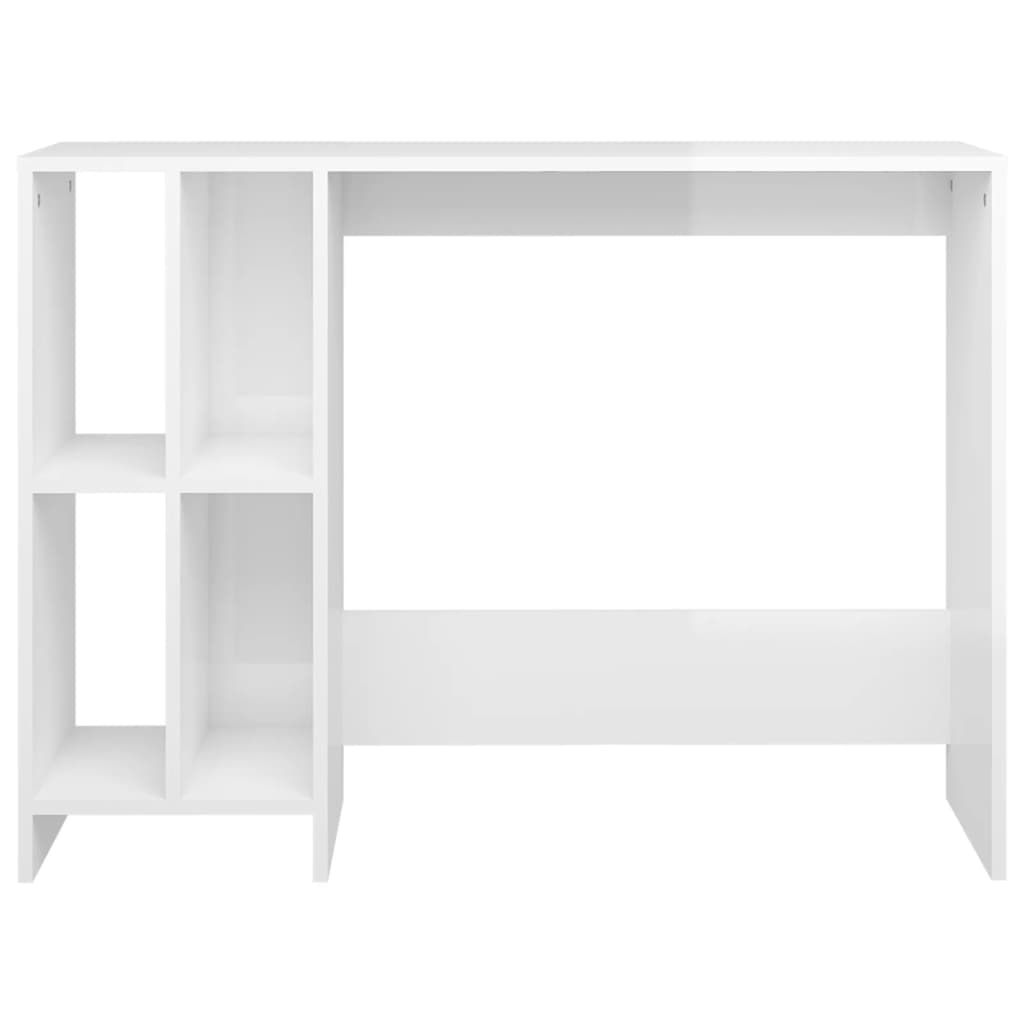Sleek High Gloss White Desk - 102.5x35x75 cm | Engineered Wood