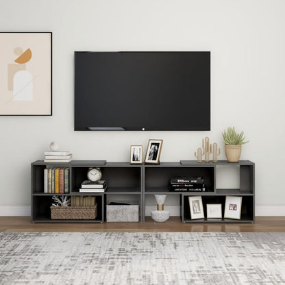 TV Cabinet High Gloss Grey 149x30x52 cm Engineered Wood