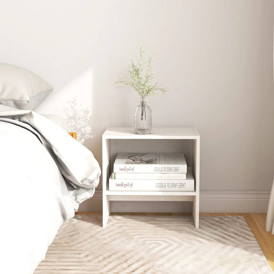 White Pinewood Bedside Cabinet 40x30.5x40 cm - Solid & Stylish
