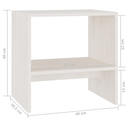 White Solid Pinewood Bedside Cabinets Set of 2 - 40x30.5x40 cm