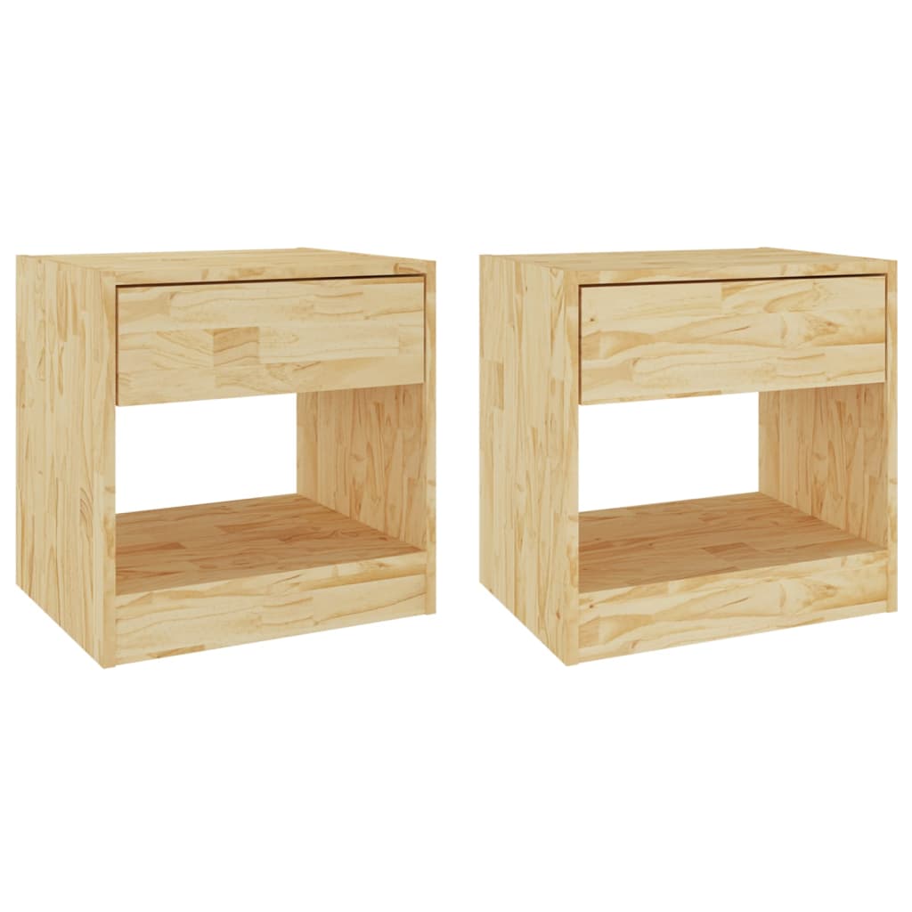 Solid Pinewood Bedside Cabinets Set, 2 Pieces, 40x31x40 cm