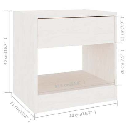 White Pinewood Bedside Cabinet 40x31x40 cm - Solid & Stylish