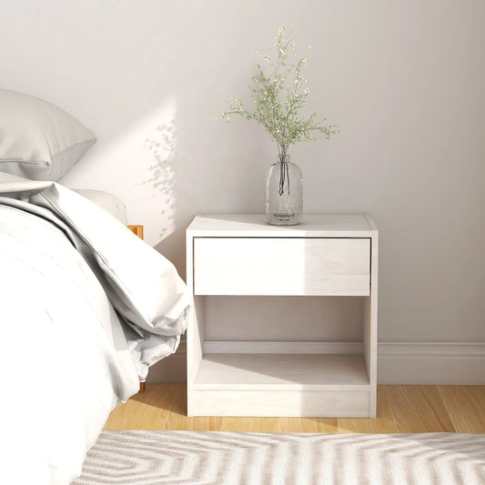 White Pinewood Bedside Cabinet 40x31x40 cm - Solid & Stylish