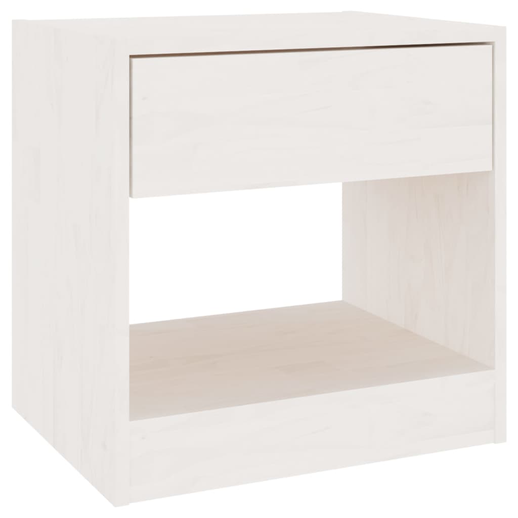 White Solid Pinewood Bedside Cabinets 2pcs, 40x31x40 cm