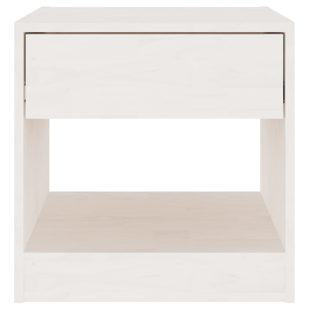White Solid Pinewood Bedside Cabinets 2pcs, 40x31x40 cm