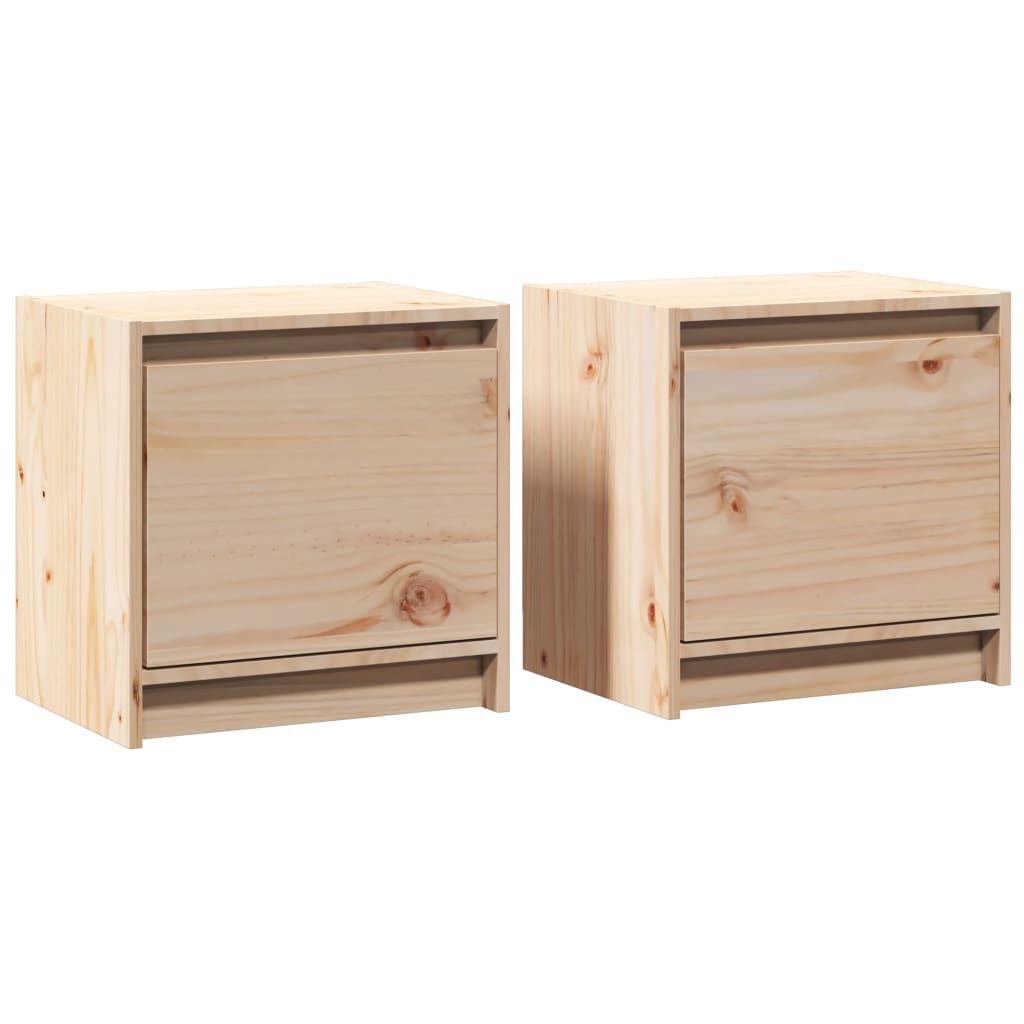 Solid Pinewood Bedside Cabinets 2pcs, 40x30.5x40 cm, Natural Finish