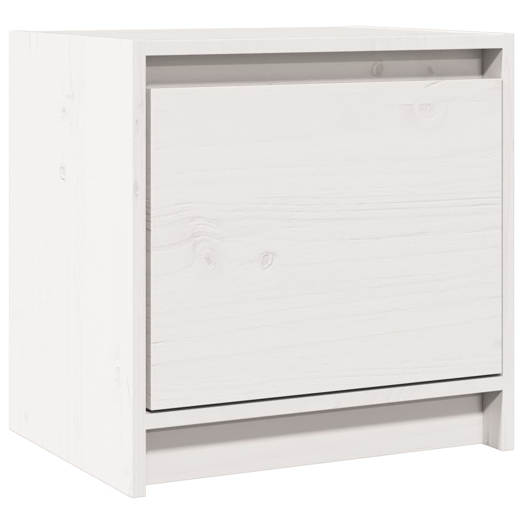 White Solid Pinewood Bedside Cabinet 40x30.5x40 cm