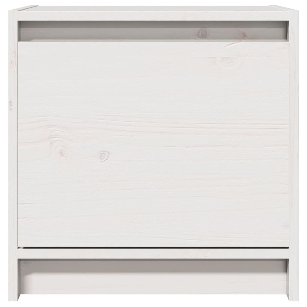 White Solid Pinewood Bedside Cabinet 40x30.5x40 cm