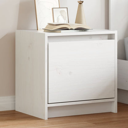 White Solid Pinewood Bedside Cabinet 40x30.5x40 cm